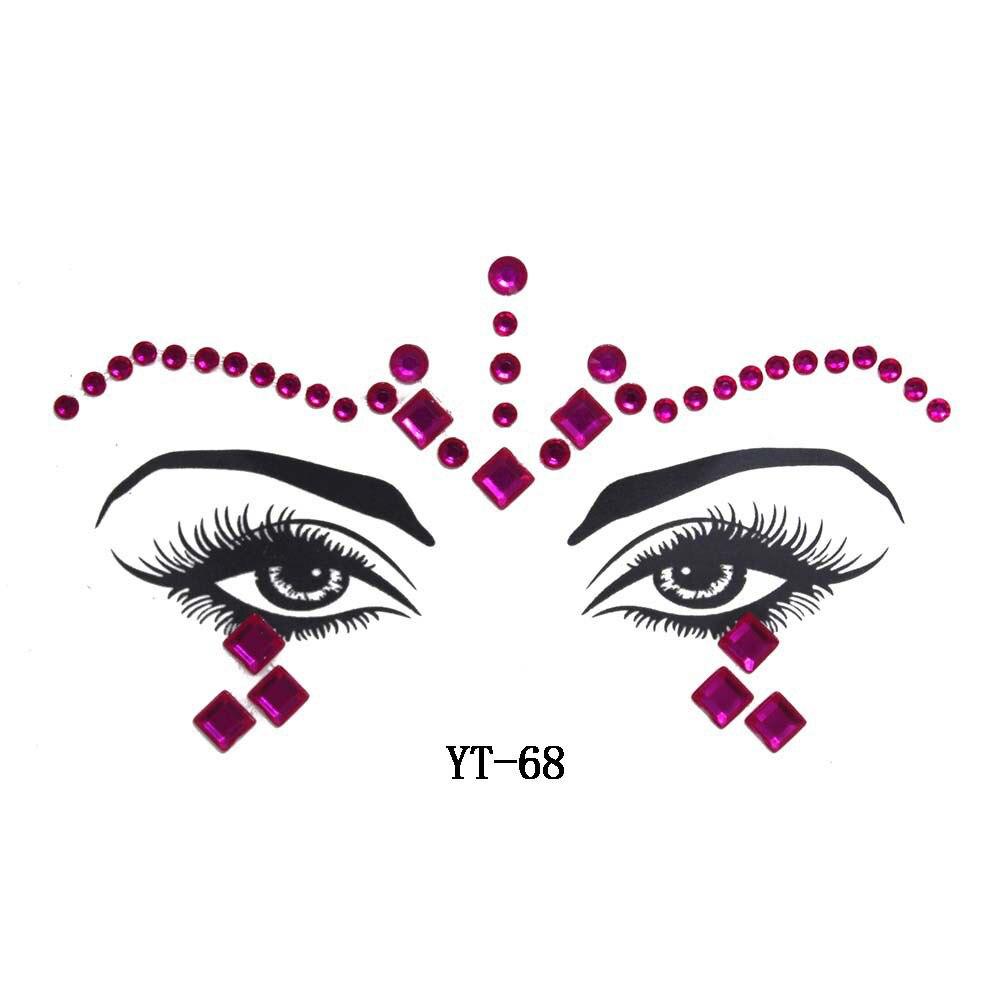 1PC Masquerade Shiny Face Decoration 3D Crystal Sticker Music Festival Trendy Shiny Acrylic Sticker Temporary Tattoo Sticker