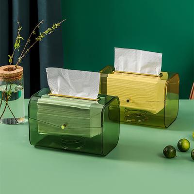 Tissue Box Spring Design Automatic Lifting Transparent Napkin Paper Dispenser Storage Case for Home