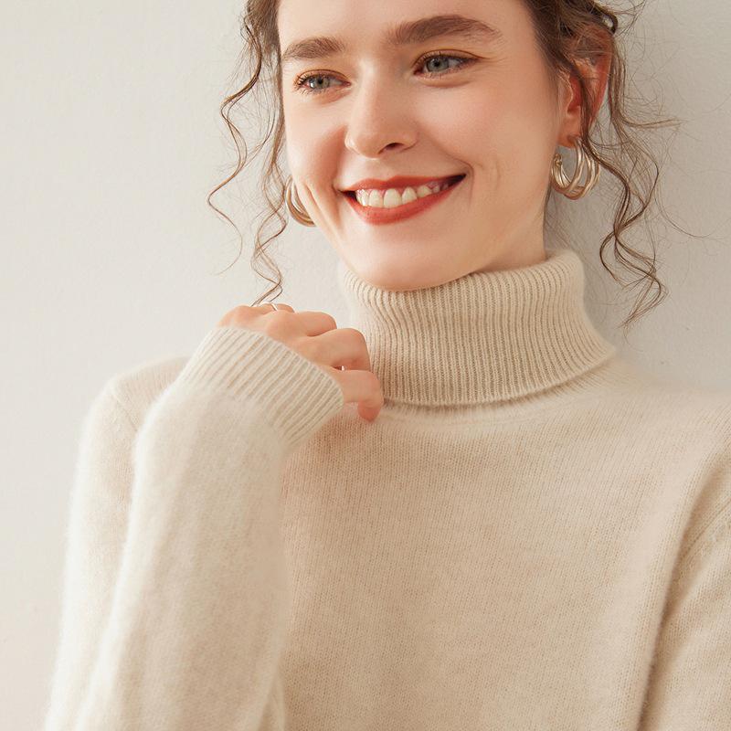 Women's Half-High Collar Cashmere Pullover: Warm, Slimming Knitwear for Autumn & Winter