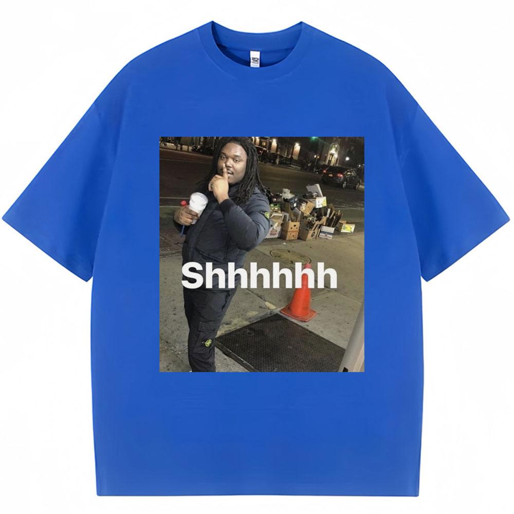 Lucki Shhhhh Funny Meme Print T-shirts Men's Women's Oversized Humor T Shirt 100% Cotton O-Neck Casual T Shirts