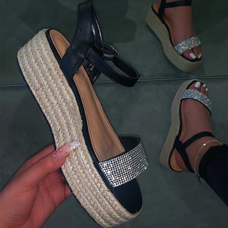 Sandalias de playa para mujer Plataforma de cáñamo Zapatos de costura  Mujeres al aire libre Damas Bling Sandalias de ocio Hebilla de ocio comprar  a buen precio — entrega gratuita, reseñas reales