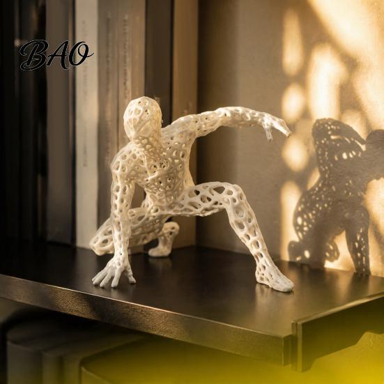 Small Decorative Accents for Cars 3D Printed Hollow Mesh Superhero Figurine, Creative Spider Style Action Pose Character Statues Desktop Ornament,