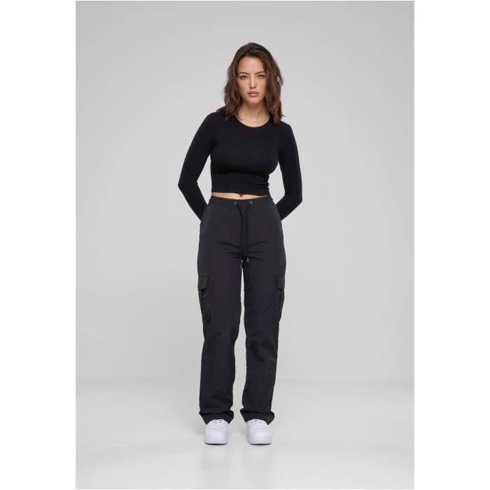 Pantalon cargo femme - Urban Classics - Noir - Taille standard - Confortable et élégant - Poches cargo