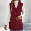 Women's Fashionable Solid Color Sleeveless Lapel Button Vest Jacket