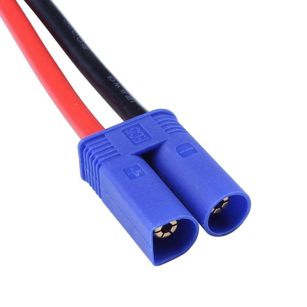 Boladge EC5 Plug Male Connectors Convert to 4mm Banana Plug Bullet Male Connector RC LiPo Battery Charging Cable 30cm 12awg Wire 2-Pack