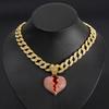 Hip Hop Dark Style Personality Shattered Cracked Love Pendant Hanging Chain HIPHOP Cuban Chain Necklace Street Dance Accessories