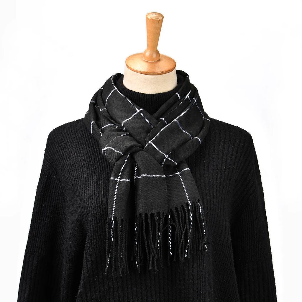 New Design Plaid Cashmere Scarf Man Tassel Shawl Stripe Pashmina Keep Warm Winter Scarf Outdoor High Quality Neck Cover Scarf