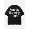 T-shirt Club de Course du Dimanche Unisexe Été Police Serif Audacieuse Graphique Streetwear Manches Courtes Oversize Haut Athlétique Décontracté
