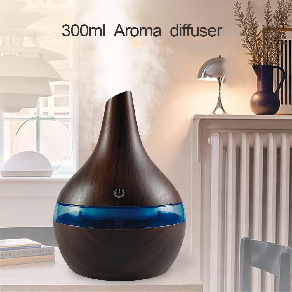 Diffuser For Home 300ml Humidifier  Oil Diffuser  Wood Grain Design USBPowered Includes 2  Aroma Oils