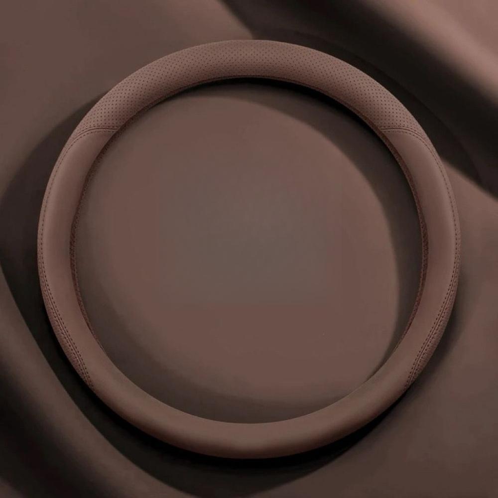 Premium Napa Leather Steering Wheel Cover Laser Perforated Non Slip Grip 14.6-15 In Universal Fit All Season Comfort Easy Tal