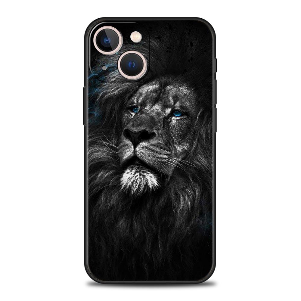 Animal Lion Wolf Tiger Phone Case For iPhone 17 16 15 Pro Max 11 12 13 14 7 8 Plus SE 2020 X XR XS Cover Soft Black