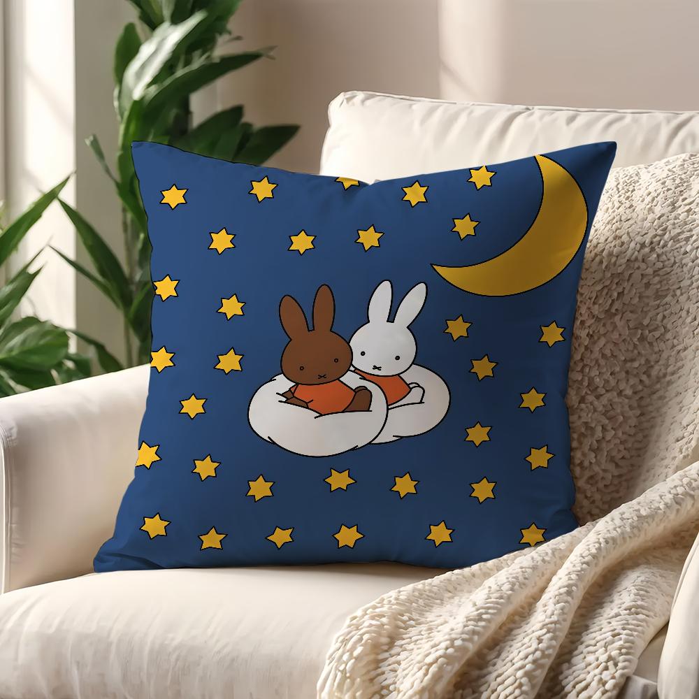 Kawaii MMiffy Cute cushion cover For Pillow Printing Sofa Decoration Home Car Room Coffee Shop Office Nordic Simplicity