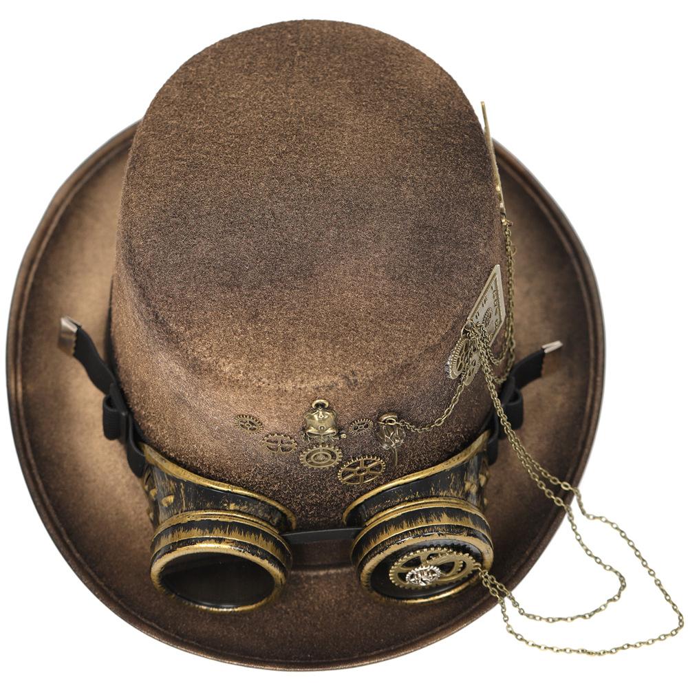 2023 New Halloween Universal Vintage Heavy Metal Hat Dinner Hat Gothic Hat Belt Men's Cowboy Hat Rivet Cap Goggles Cowl Rivet Cap