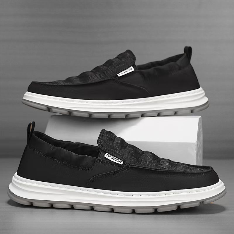 

Старинные пекинские туфли из ткани, мужские туфли для вождения, прохладные и удобные туфли из ткани Ice Silk с низким верхом и мягкой подошвой. 44 чёрный