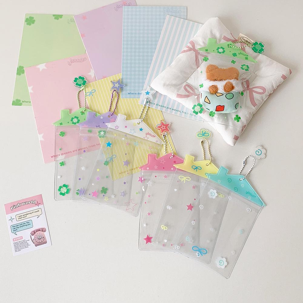 Cartoon Bag Pendant Card Holder INS Transparent Small House Shaped Doll Storage Bag Candy Bags PVC Badge Holder Photocard Holder