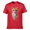 Unisexs Cotton Tshirt Adorable Standing Orange Kitten Print Casual Crew Neck Short Sleeve Tee For Daily Wear