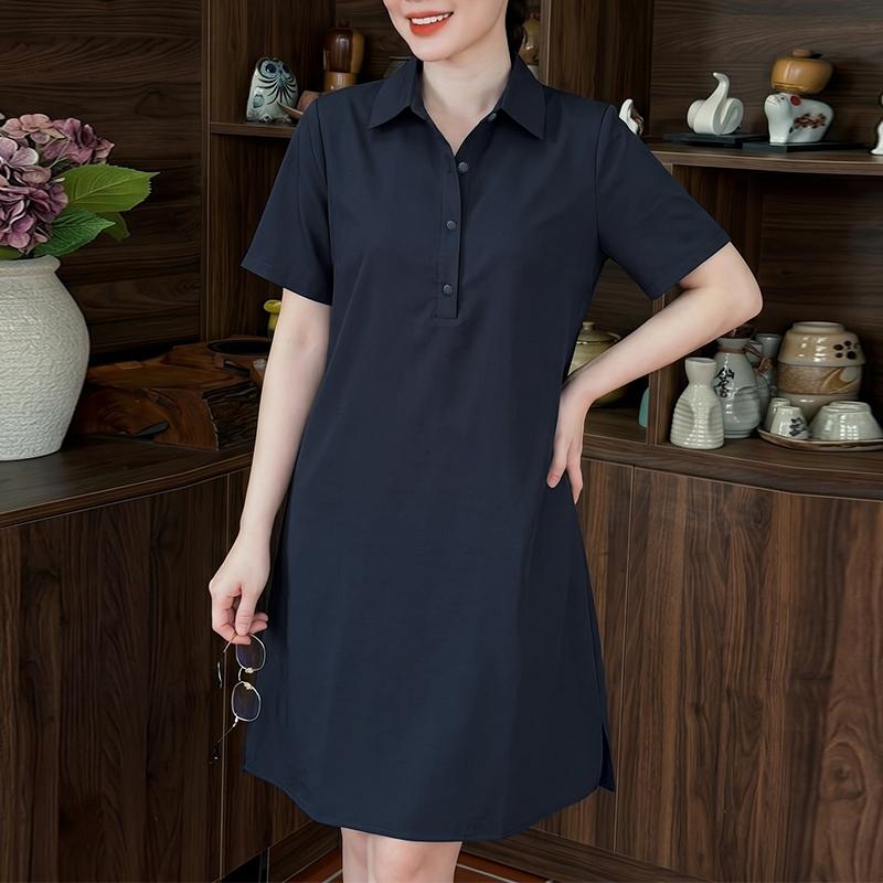 ZANZEA Women Casual Turn Down Collar Loose Short Sleeve Shirt Dress