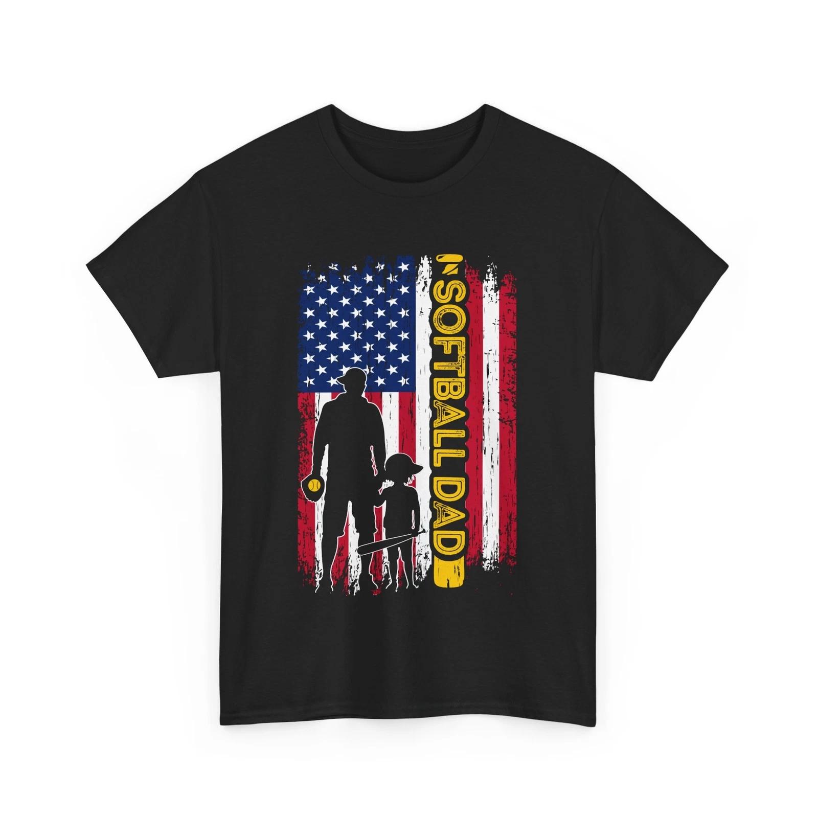 

Softball Shirt, Softball Dad American Flag Softball Player Vintage Shirt 4XL