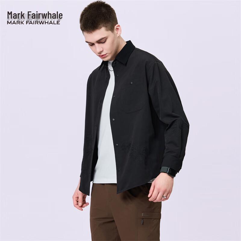

Mark Fairwhale Men s Embroidered Lapel Long Sleeve Casual Shirt 170/39