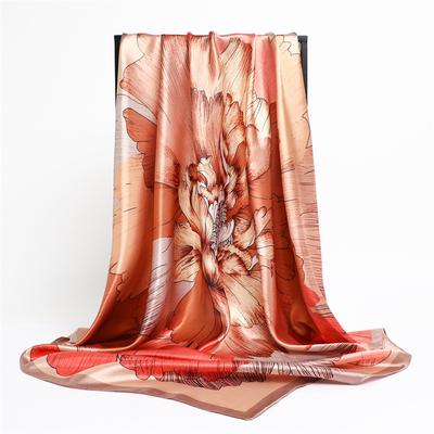 90 * 90cm New Silk Scarf Women'S Spring And Summer Decorative Scarf Sunscreen Travel Shawl Autumn And Winter Scarf Thin Edition