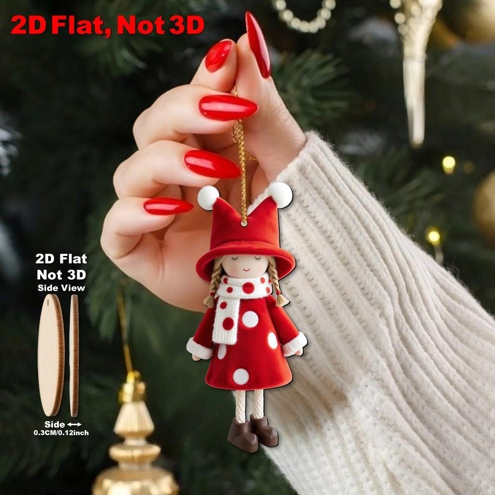 16/32pcs Wooden 2D Girl Doll Pendants 10cm Party Pendants New Xmas Tree Charm  Holiday Decor