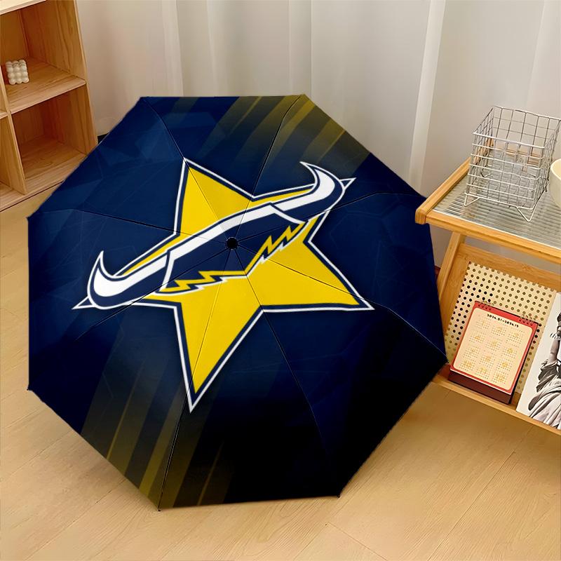 North Queensland Cowboys Print Auto 8?Ribs Folding Umbrella Wind Resistant Lightweight Automatic Umbrella For Daily Travel