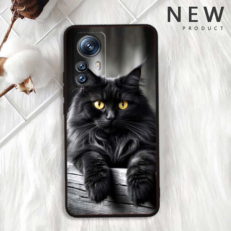 Anime Cartoon Katze Illustration Handyhülle Für Xiaomi Mi 15 14 13 13T 12 12T 12S 11 11i 11T Pro Ultra Lite 5G Schwarz Weich