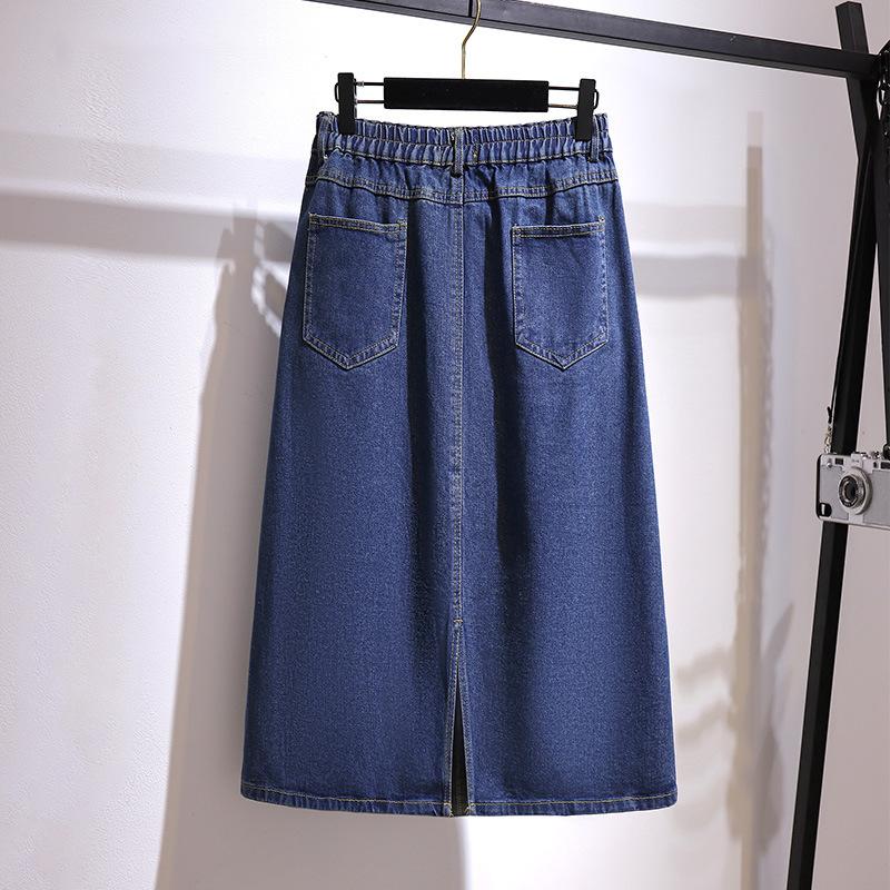 Female Loose Medium-length Temperament Denim Skirt Spring and Fall Oversized Half-body Skirt