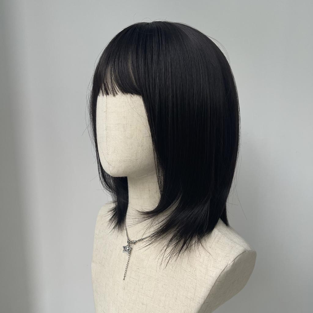 Wig short hair female summer Internet celebrity medium long hair Bobo head full head hairstyle natural simulation wig cover