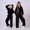 2026 Fall Winter Girls Velour Track Suit 2 Piece Set Casual Hoodie Sweatshirt Kids Warm Athletic Outfit
