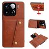 Vintage Leather Card Holder Phone Case for Xiaomi 15 Pro Card Pockets Dual Snap Buttons Flip Wallet Shell