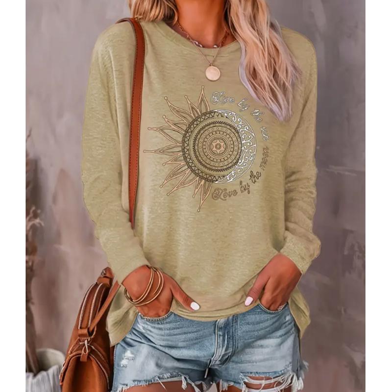 2025 Autumn & Winter Women's New Casual Crew Neck Long Sleeve Top 3D Retro Pattern