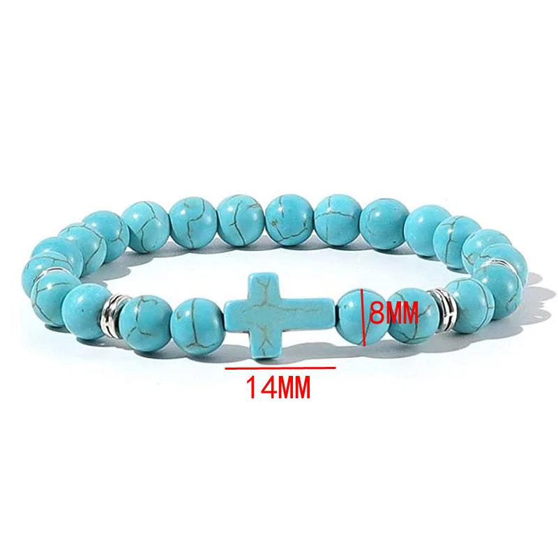 Prayer Men Natural Stone Wood Beads Rosary Hematite Cross Bracelets Onyx Meditation Bracelet Women Yoga Zircon Homme Pulsera