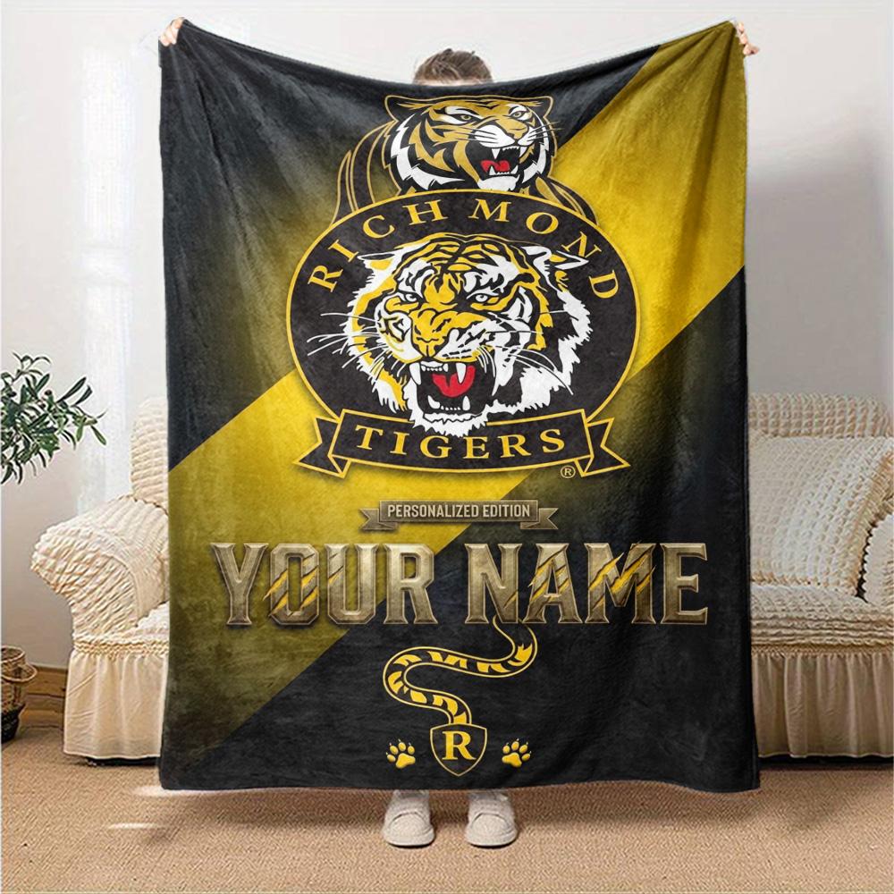 Name Custom Richmond Tigers Print Flannel Blanket High Quality Warm Comfortable Cover for All Seasons Perfect for Gifts Home Decor