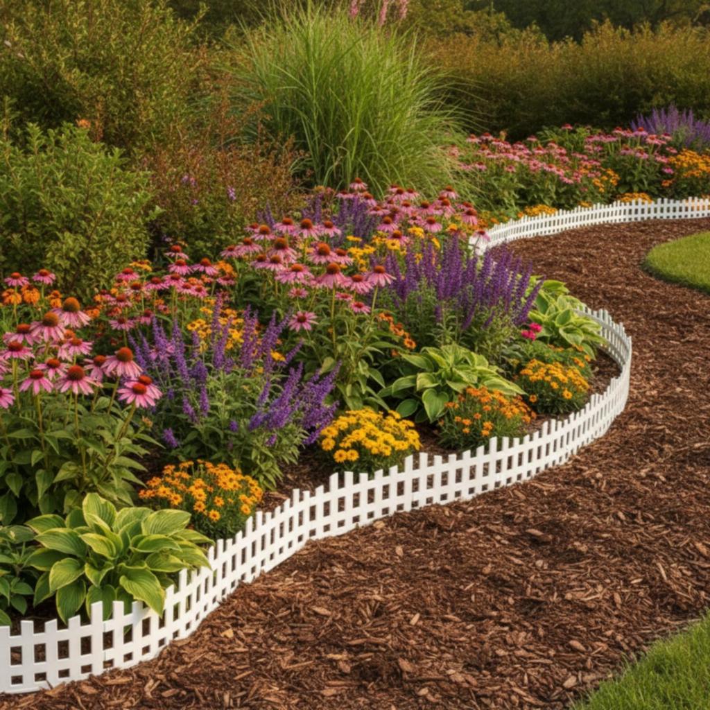 Garden Edging Fence Picket-Style Flexible Border with Stakes DIY for Flower Beds