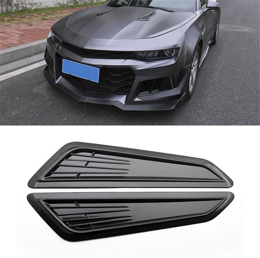 2 Pcs Glossy Black Car Hood Vent Louver Scoop Cover Intake Cooling Panel Trim