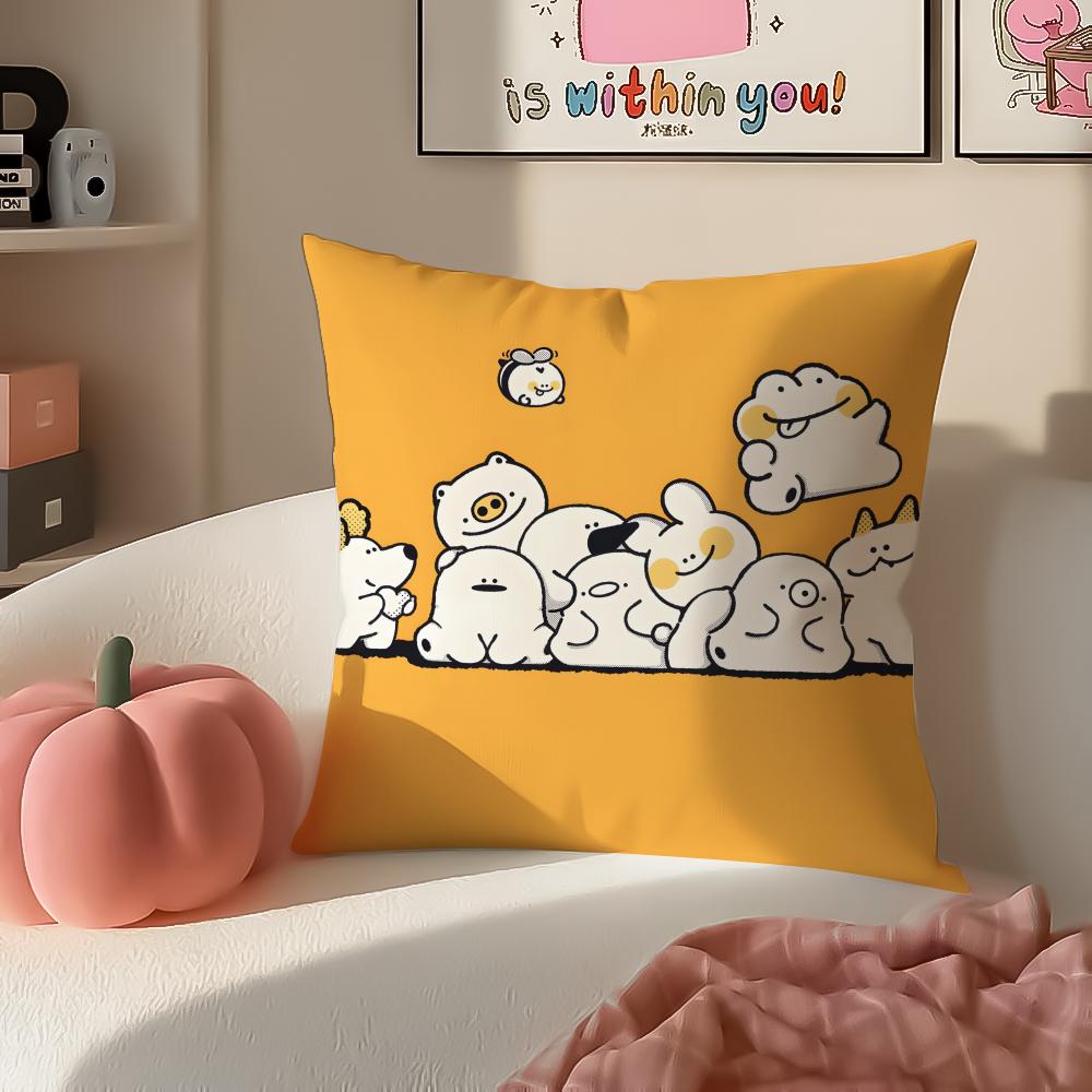 Cute IP Kawaii Versatile Art Portrait Cushion Cover Pillowcase Short Plush Invisible zipper Room Sofa Cushion Cover