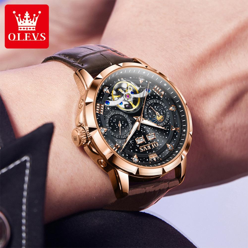OLEVS brand multifunctional luminous starry sky flywheel fully automatic mechanical watch men's watch 6690