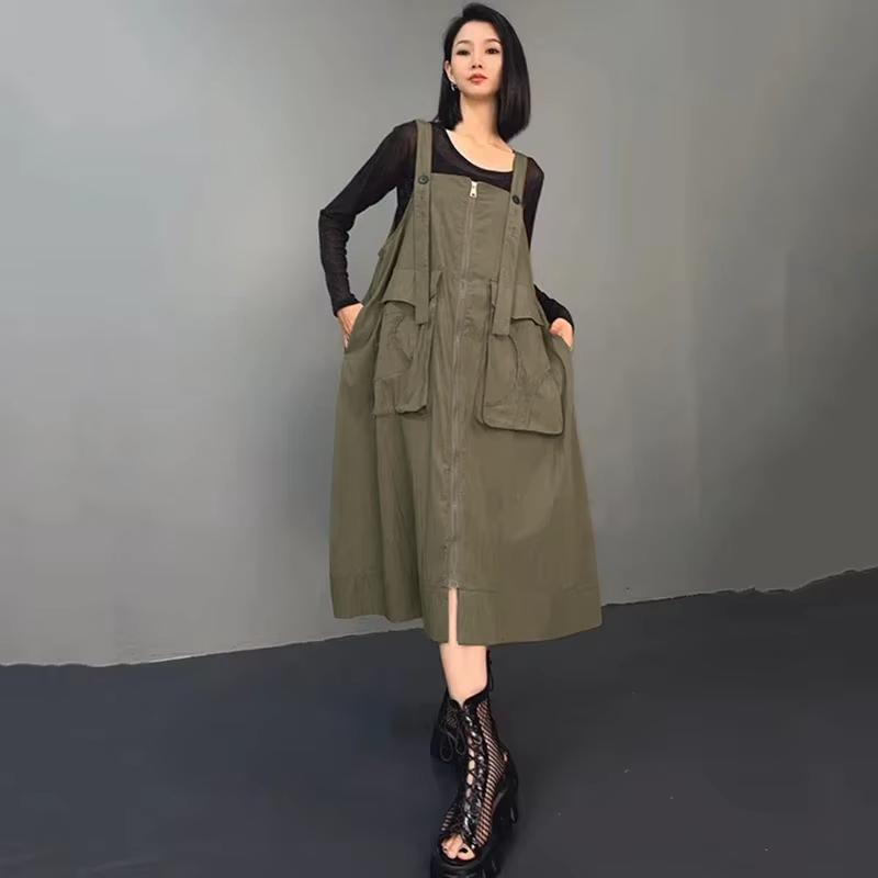 Xitao Solid Color Spaghetti Strap Female Dress HQQ2400