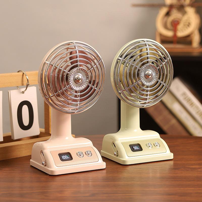 Retro Nostalgic Desktop Fan with 100 Speed Settings, Rechargeable, Perfect for Office or Dormitory Use