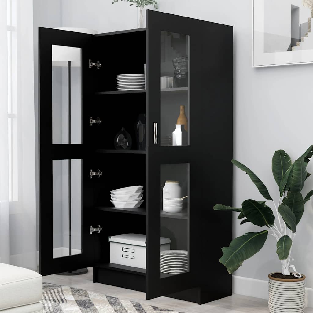 Display Cabinet Black 82.5 x 30.5 x 150 cm Particleboard