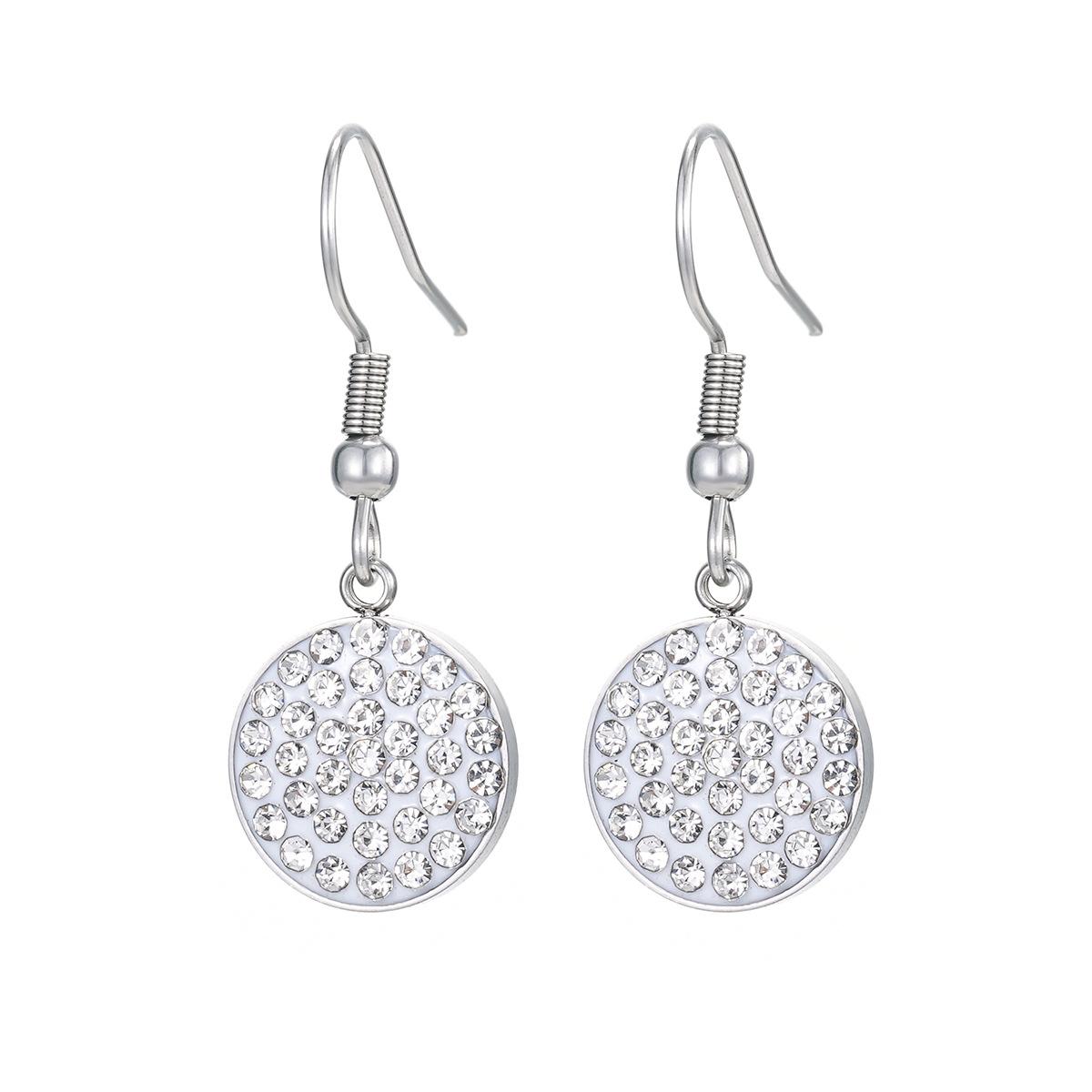 

Круглые серьги и подвеска из нержавеющей стали, сверкающие украшения из фианитов для мужчин и женщин, аксессуары в стиле хип-хоп и уличный стиль