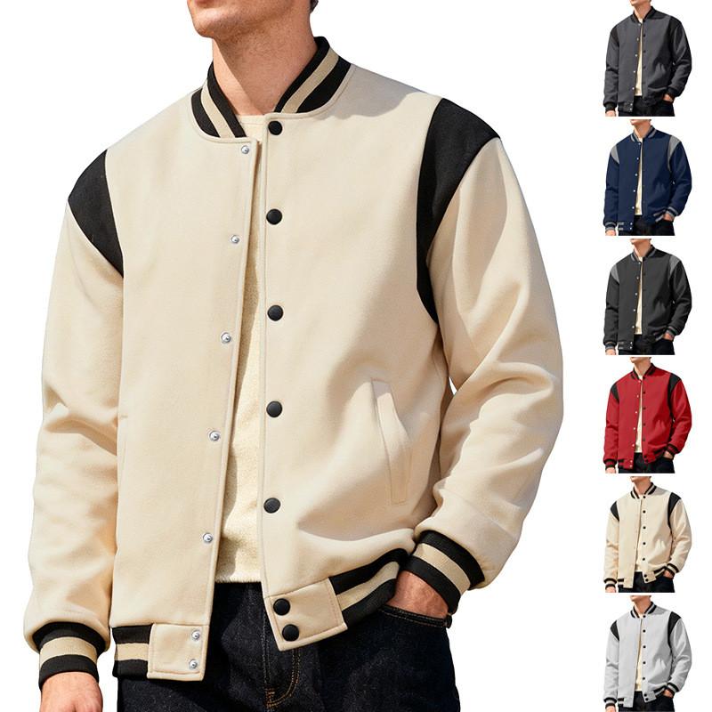 American West Coast Mens Casual Bomber Jacket With Padded Splice For Streetwear Style