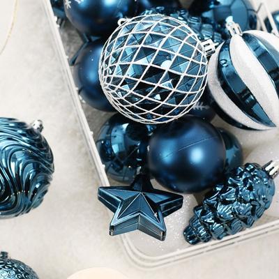 65pcs Shatterproof Christmas Ball Set Delicate Waterproof Christmas Tree Decoration Pendant Painted Creative Hanging Ornament