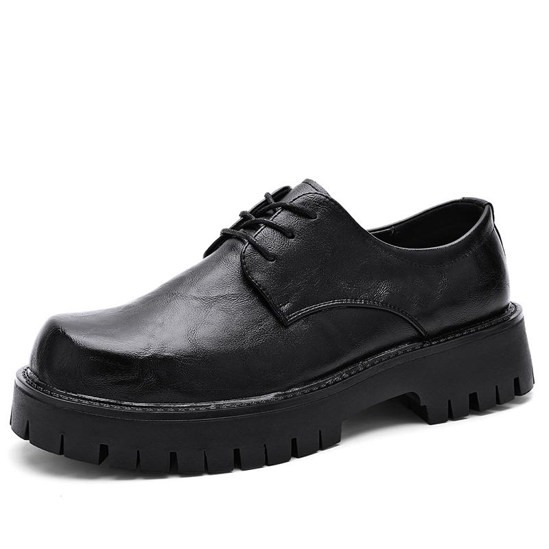 Fashion Brand Leather Platform Men's Shoes Fashion Round Toe Casual Quality Thick Sole British Style Formal Oxford Business Dress Shoes