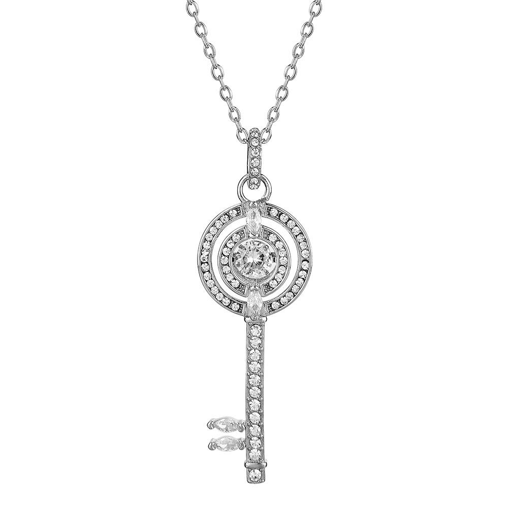 Beating Heart Key Necklace Female Fashion Personality Crystal Smart Collarbone Chain Female Cool