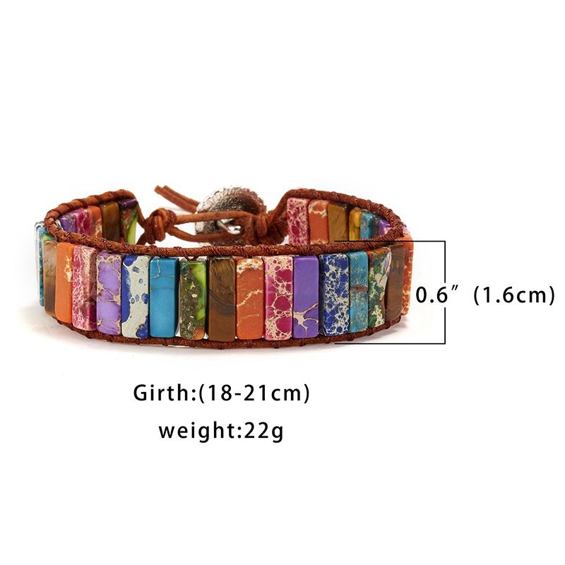 RINHOO Chakra Bracelet Jewelry Handmade Multicolor Natural Stone Tube Beads Leather Wrap Bracelet Couples Bracelets Gifts