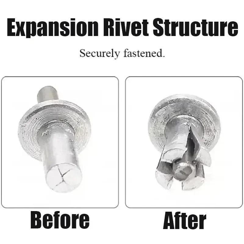 100PCS Aluminum Core Rivets Hammer Drive Expansion Nails Round Head Percussion Tapping Screws Fixing Nail Home Furniture Screw Fastener