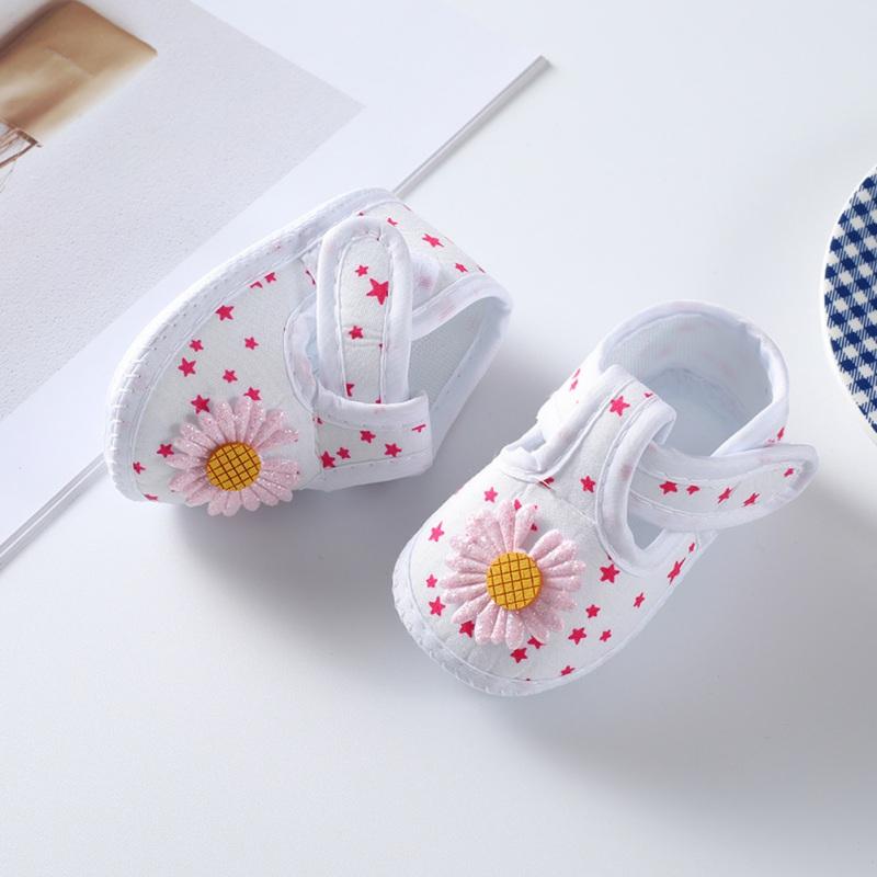 Infant Baby Petal/Bow Decoration Canvas Shoes Lightweight Flat Crib Shoes