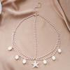 Boho Beach Pearl Shell Head Chain for Women Gold Tone Starfish Forehead Hair Jewelry Summer Vacation Festival Headpiece